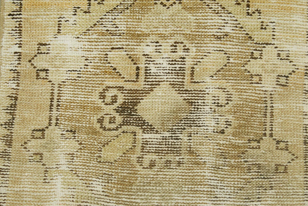 Overdyed Vintage Bej Eskitme Pamuk Yün El Dokuma Halısı 46x81 Agacan