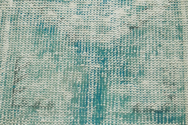 Overdyed Vintage Turkuaz Eskitme Pamuk Yün El Dokuma Halısı 54x110 Agacan