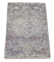 Overdyed Vintage Mor Eskitme Pamuk Yün El Dokuma Halısı 47x81 Agacan