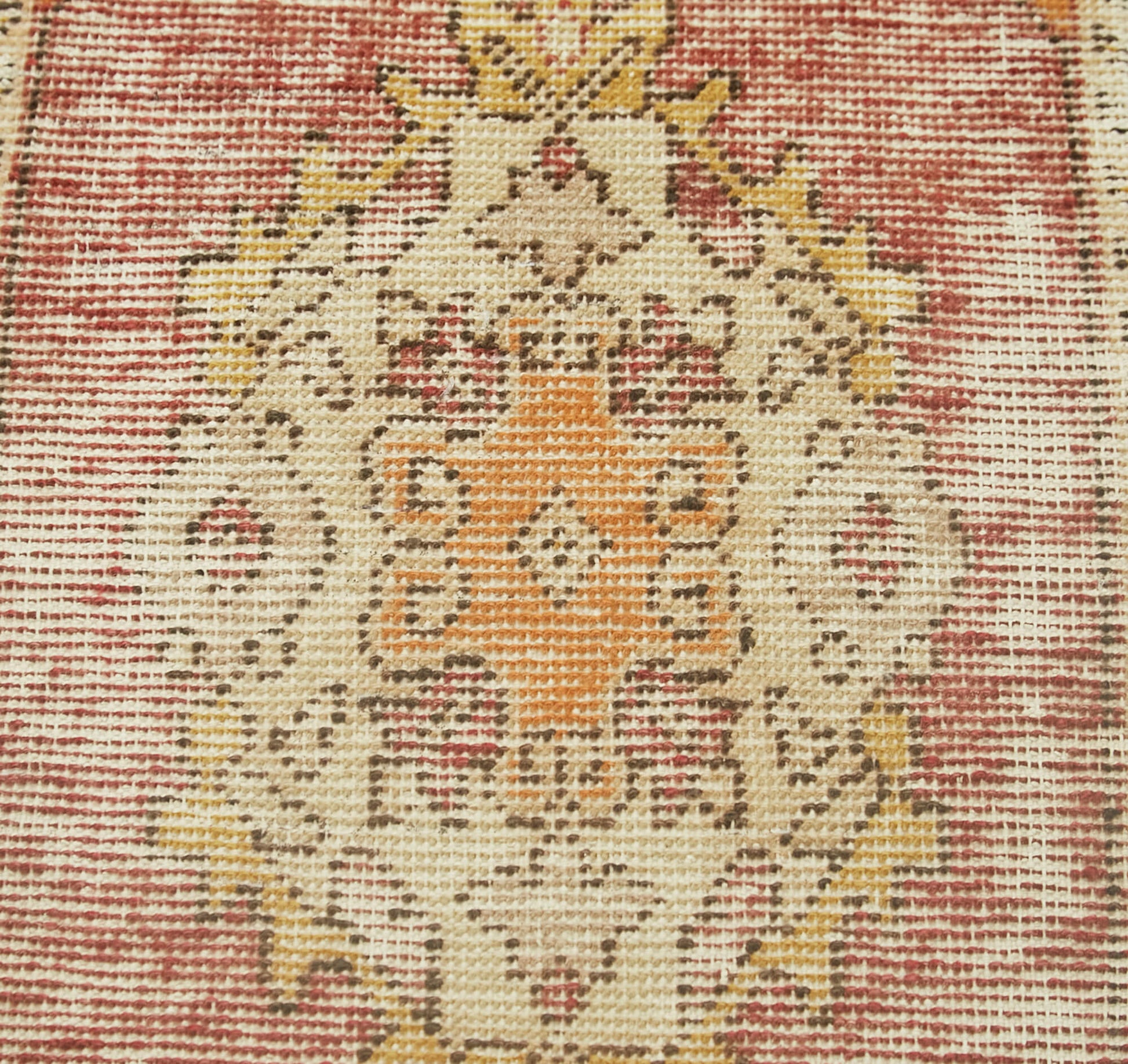 Overdyed Vintage Bej Eskitme Pamuk Yün El Dokuma Halısı 46x85 Agacan