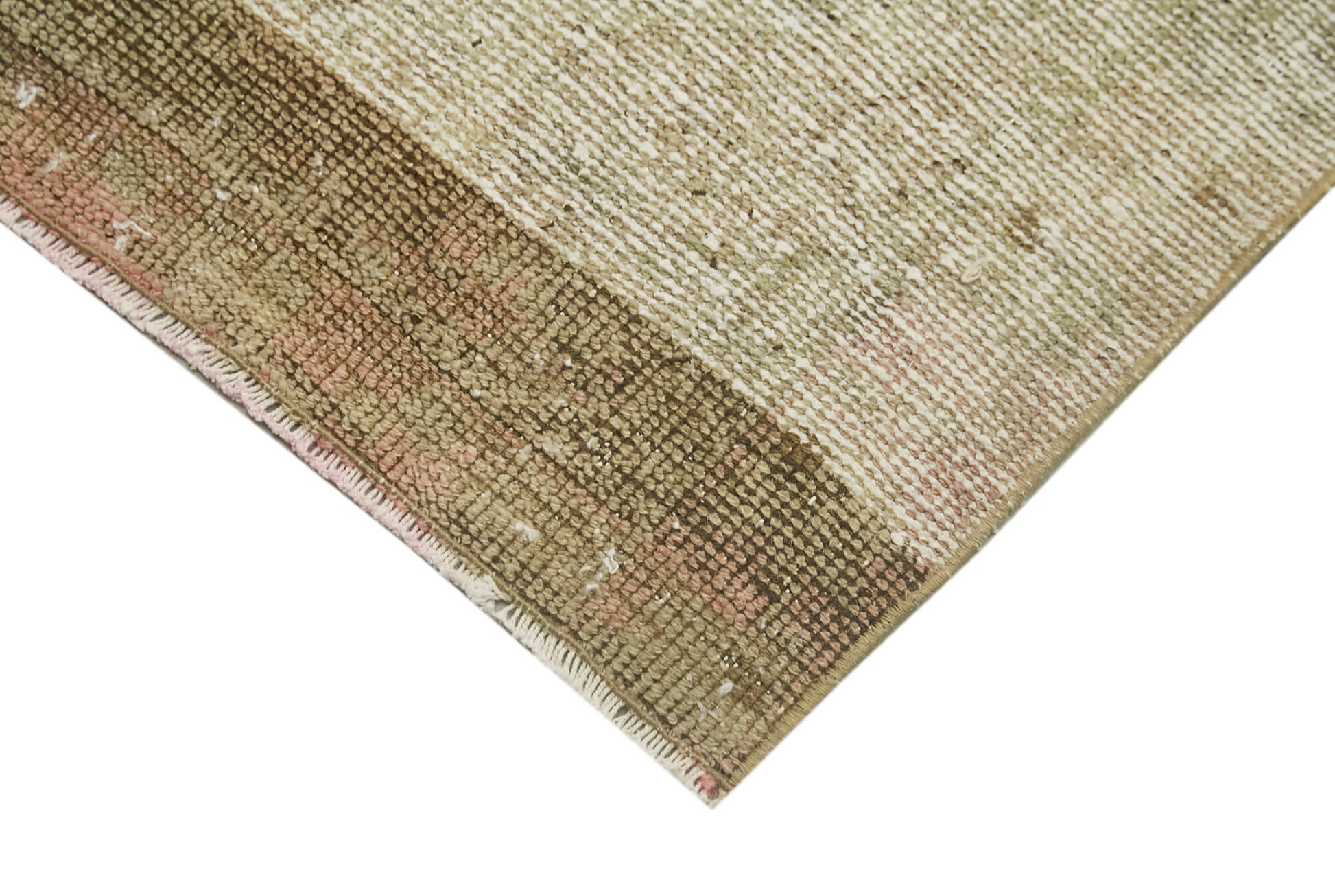 Overdyed Vintage Bej Eskitme Pamuk Yün El Dokuma Halısı 55x85 Agacan