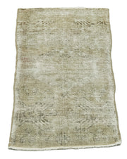 Overdyed Vintage Bej Eskitme Pamuk Yün El Dokuma Halısı 42x80 Agacan