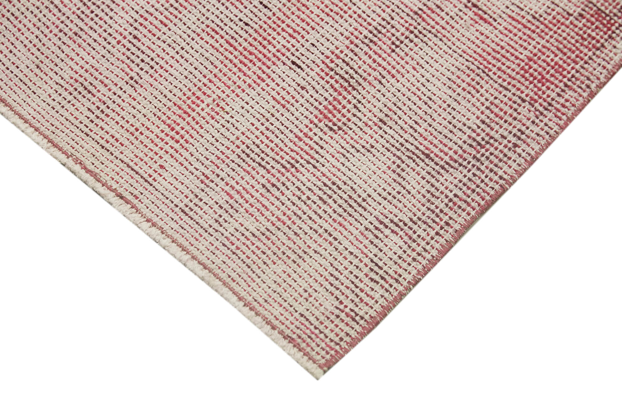 Overdyed Vintage Pembe Eskitme Pamuk Yün El Dokuma Halısı 44x87 Agacan