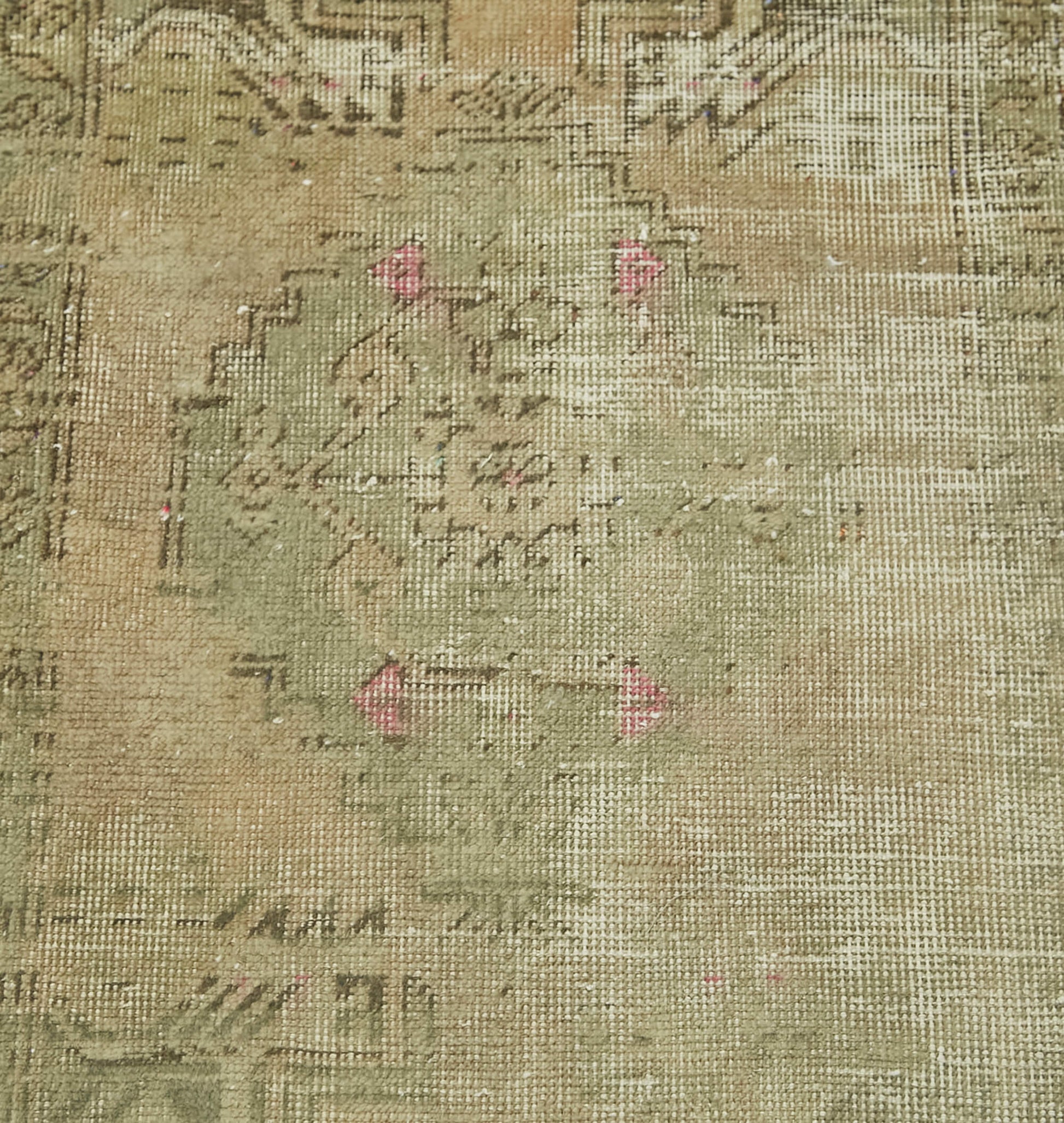 Overdyed Vintage Bej Eskitme Pamuk Yün El Dokuma Halısı 51x97 Agacan