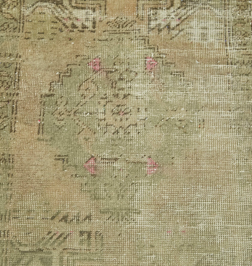 Overdyed Vintage Bej Eskitme Pamuk Yün El Dokuma Halısı 51x97 Agacan