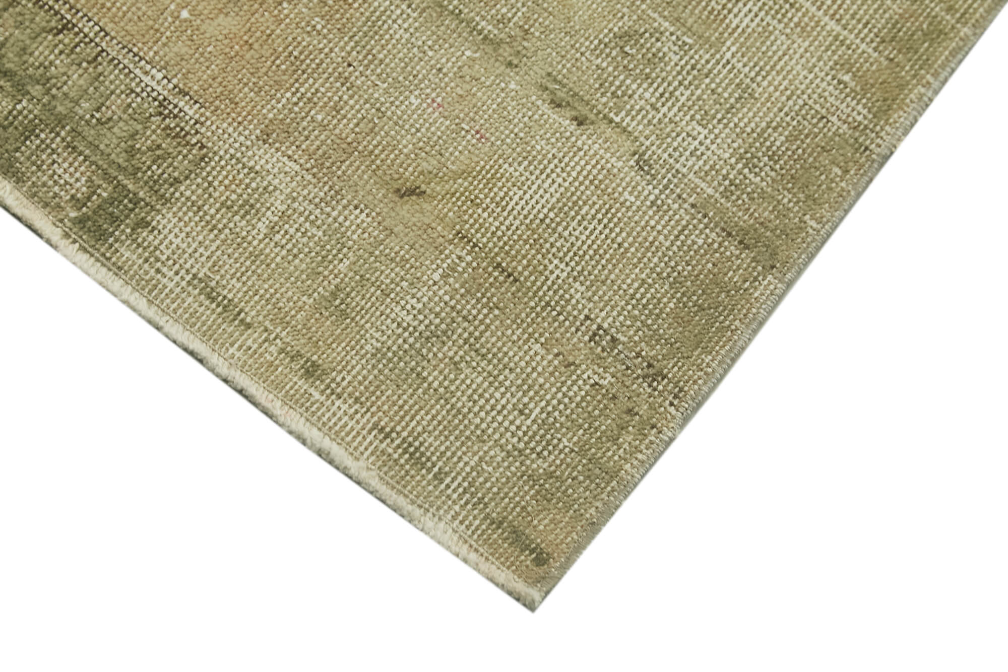 Overdyed Vintage Bej Eskitme Pamuk Yün El Dokuma Halısı 51x97 Agacan