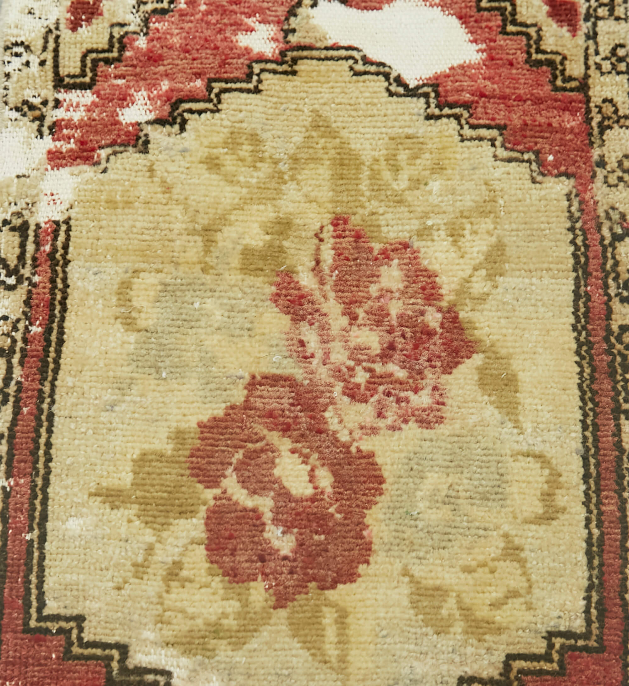 Overdyed Vintage Bej Eskitme Pamuk Yün El Dokuma Halısı 39x80 Agacan