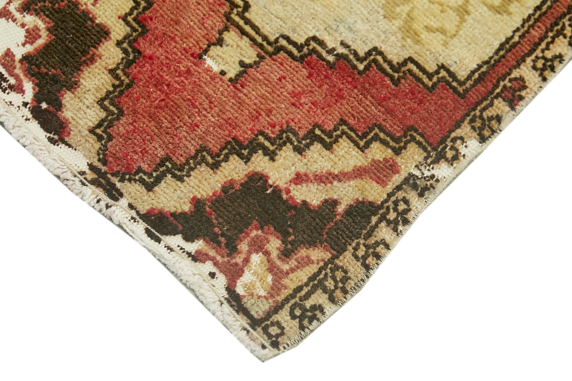 Overdyed Vintage Bej Eskitme Pamuk Yün El Dokuma Halısı 39x80 Agacan