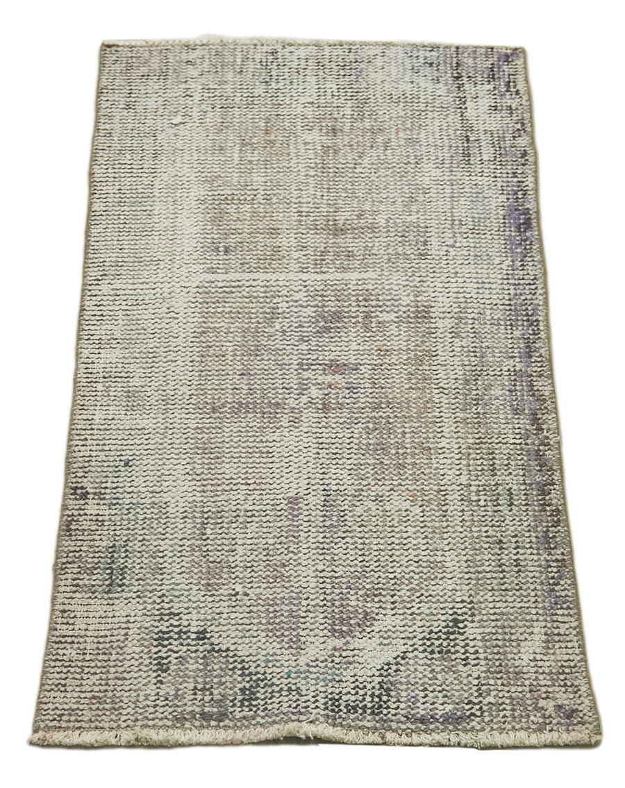 Overdyed Vintage Mor Eskitme Pamuk Yün El Dokuma Halısı 53x100 Agacan