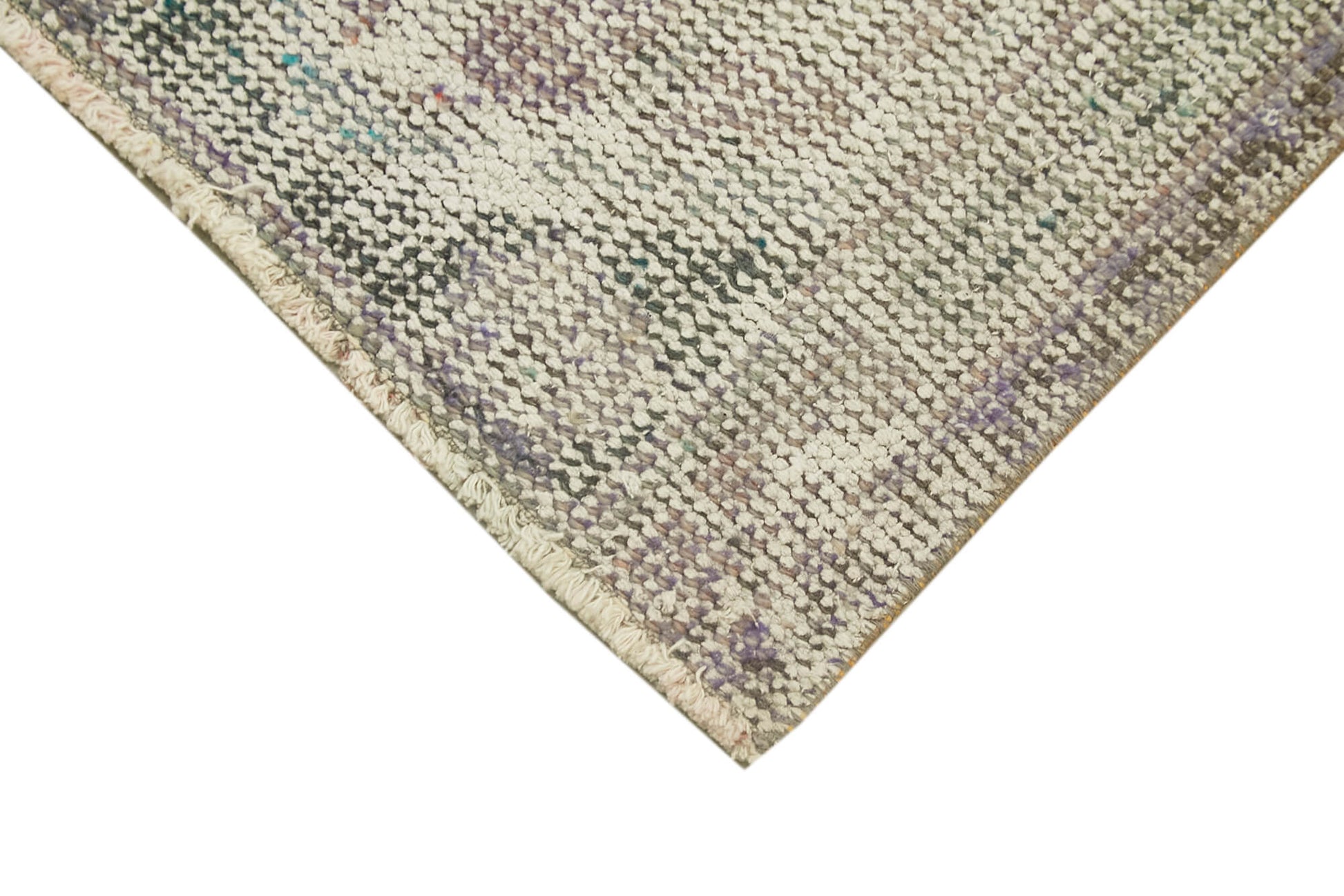 Overdyed Vintage Mor Eskitme Pamuk Yün El Dokuma Halısı 53x100 Agacan