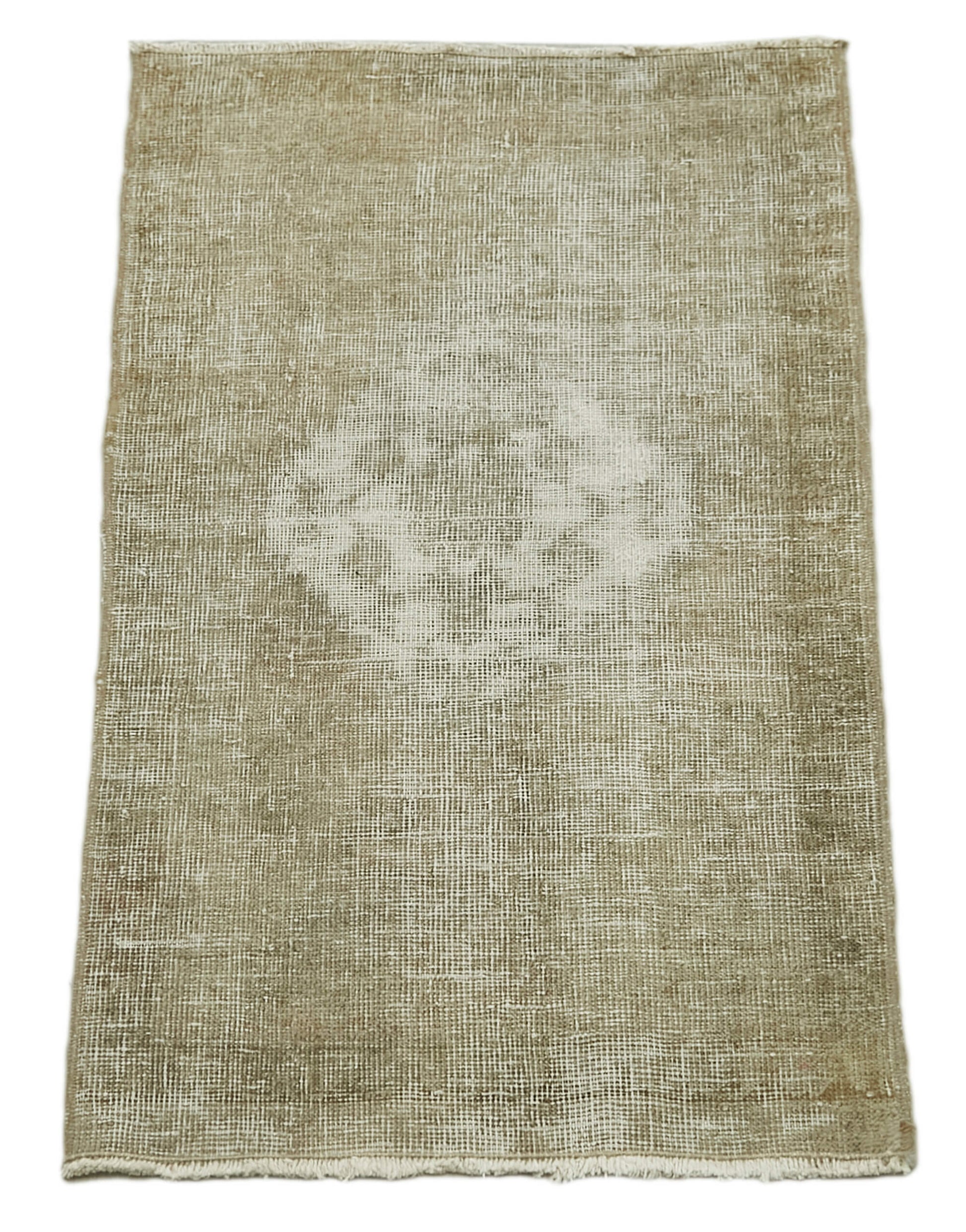 Overdyed Vintage Bej Eskitme Pamuk Yün El Dokuma Halısı 46x87 Agacan