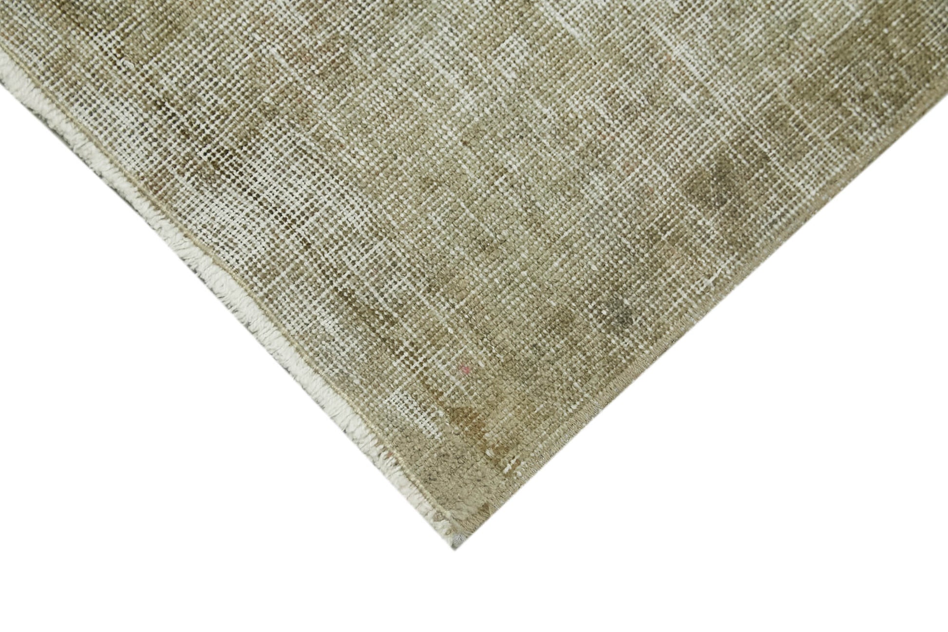 Overdyed Vintage Bej Eskitme Pamuk Yün El Dokuma Halısı 46x87 Agacan