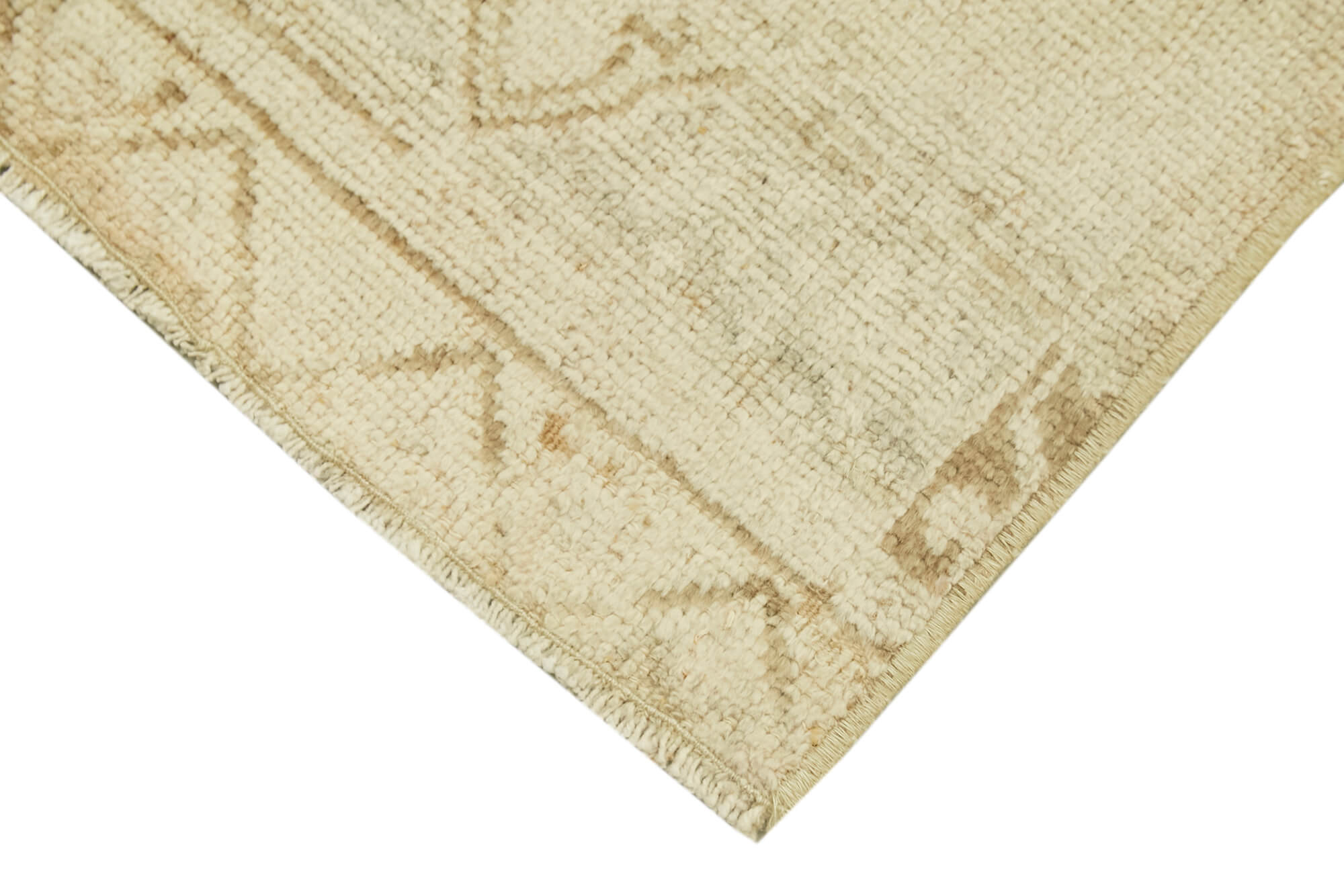 Overdyed Vintage Bej Eskitme Pamuk Yün El Dokuma Halısı 43x93 Agacan