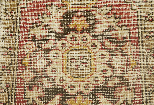 Overdyed Vintage Bej Eskitme Pamuk Yün El Dokuma Halısı 49x78 Agacan