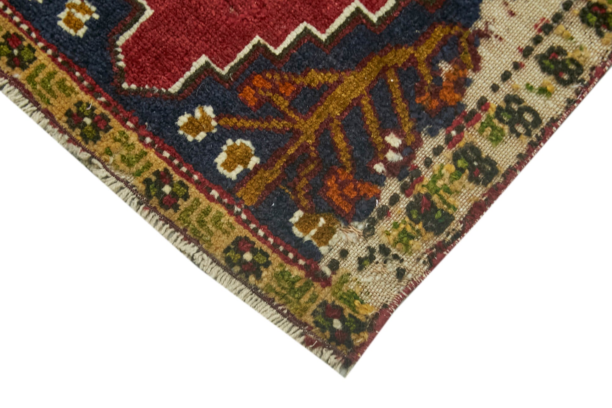 Overdyed Vintage Kırmızı Eskitme Pamuk Yün El Dokuma Halısı 51x100 Agacan