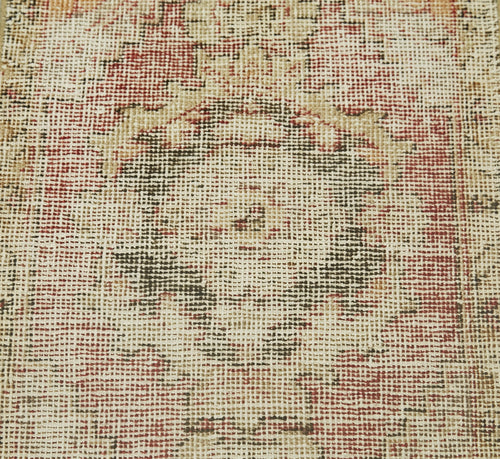 Overdyed Vintage Bej Eskitme Pamuk Yün El Dokuma Halısı 48x75 Agacan