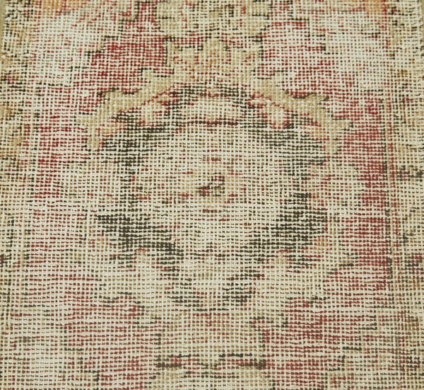 Overdyed Vintage Bej Eskitme Pamuk Yün El Dokuma Halısı 48x75 Agacan