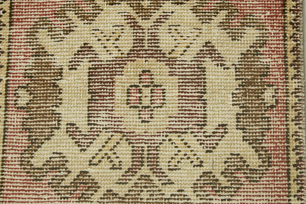 Overdyed Vintage Bej Eskitme Pamuk Yün El Dokuma Halısı 44x92 Agacan