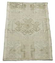 Overdyed Vintage Bej Eskitme Pamuk Yün El Dokuma Halısı 51x91 Agacan