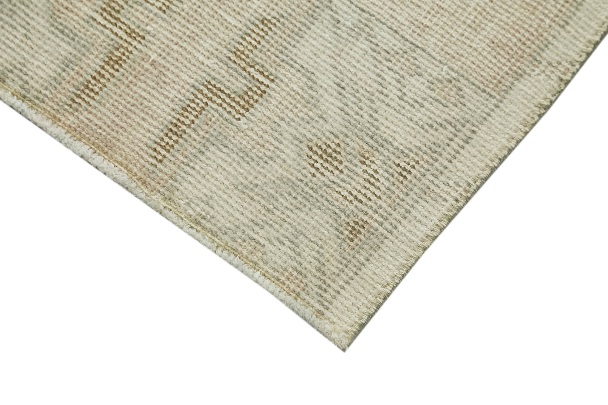 Overdyed Vintage Bej Eskitme Pamuk Yün El Dokuma Halısı 51x91 Agacan