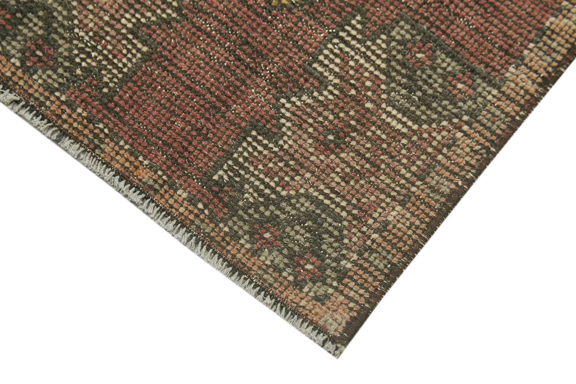 Overdyed Vintage Kırmızı Eskitme Pamuk Yün El Dokuma Halısı 42x89 Agacan