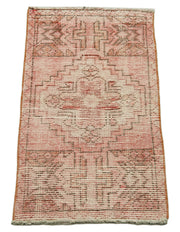 Overdyed Vintage Kırmızı Eskitme Pamuk Yün El Dokuma Halısı 44x87 Agacan