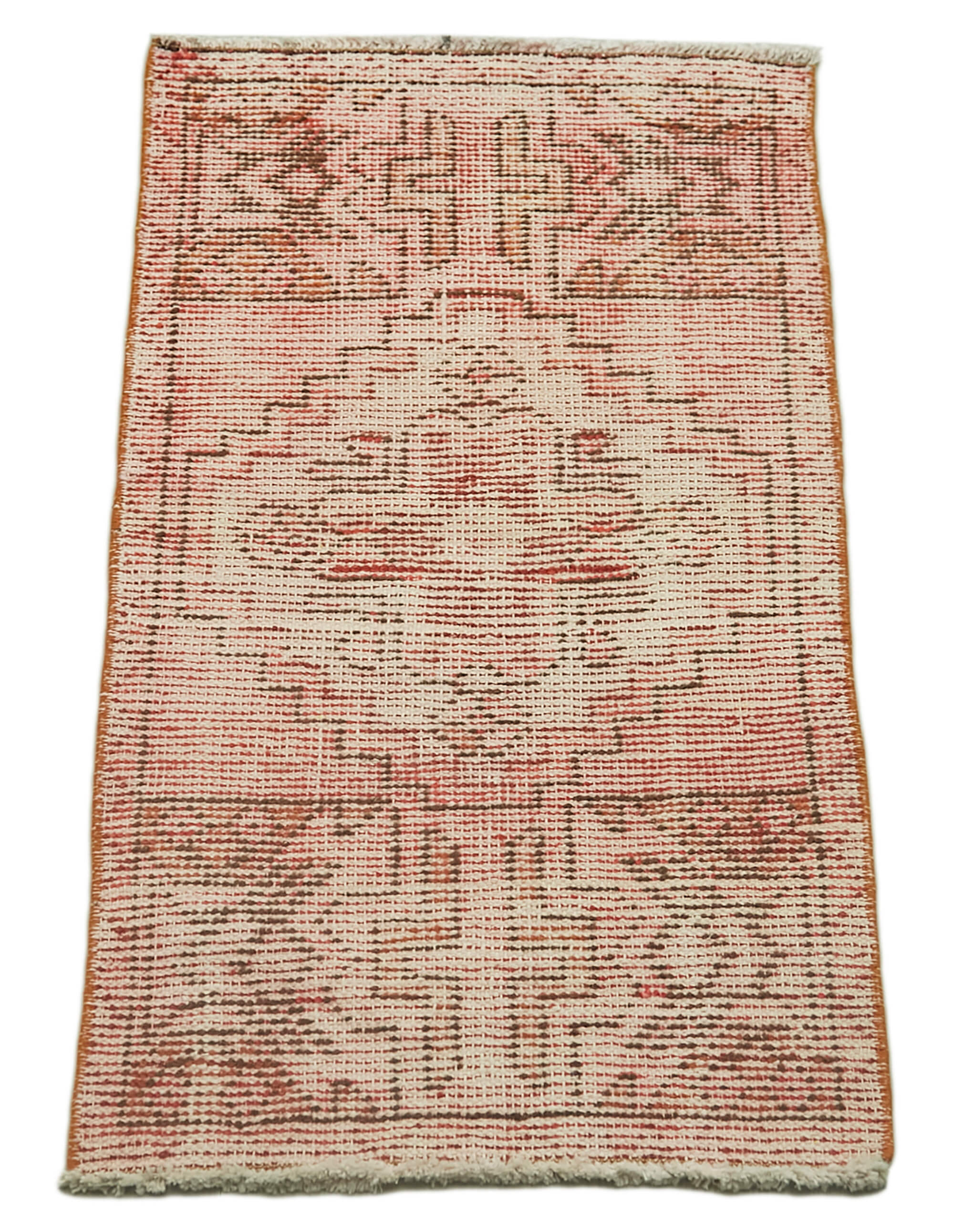 Overdyed Vintage Kırmızı Eskitme Pamuk Yün El Dokuma Halısı 44x87 Agacan