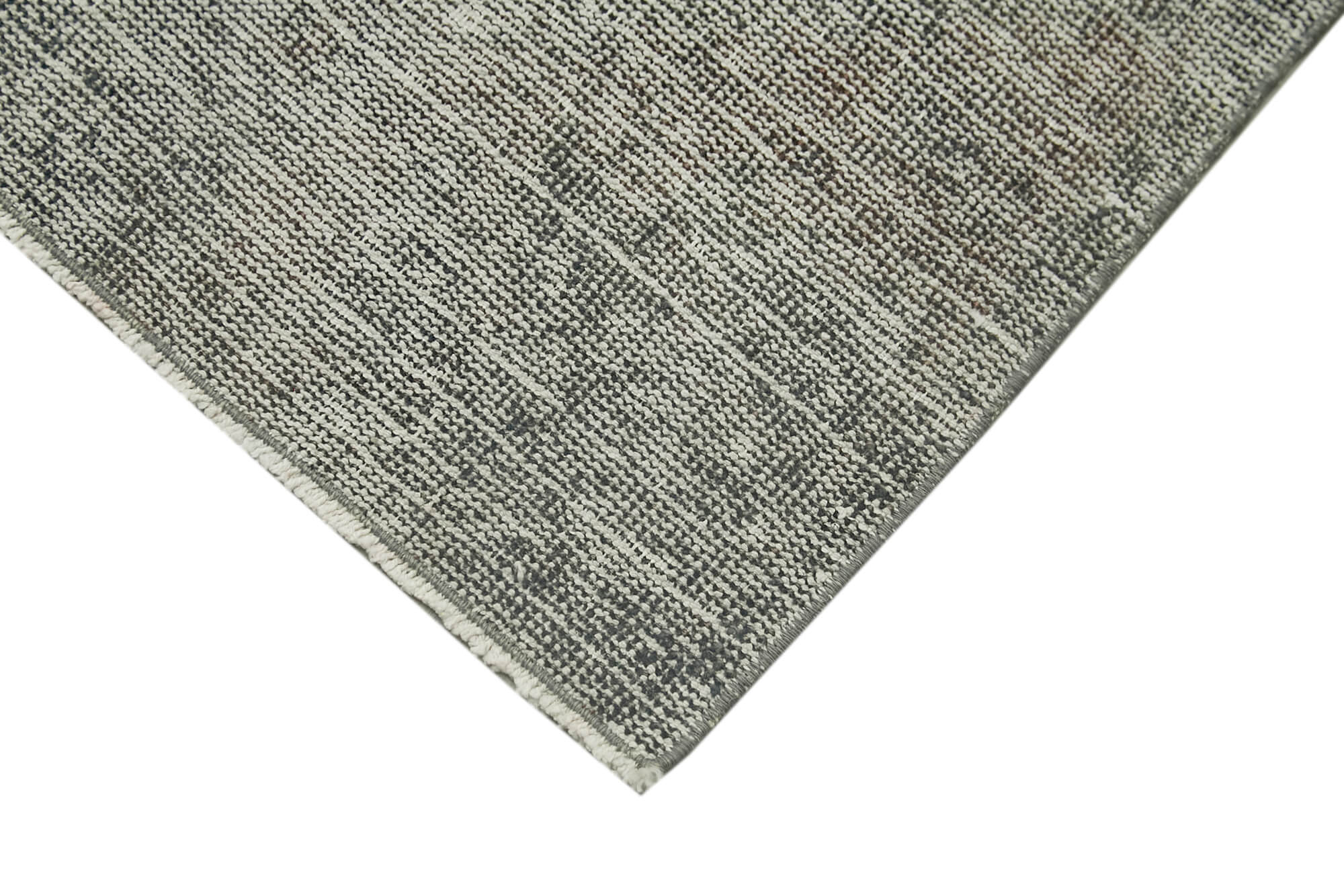 Overdyed Vintage Gri Eskitme Pamuk Yün El Dokuma Halısı 44x74 Agacan