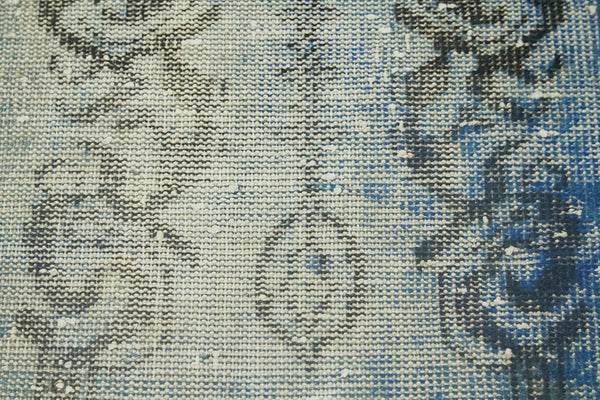 Overdyed Vintage Mavi Eskitme Pamuk Yün El Dokuma Halısı 63x118 Agacan