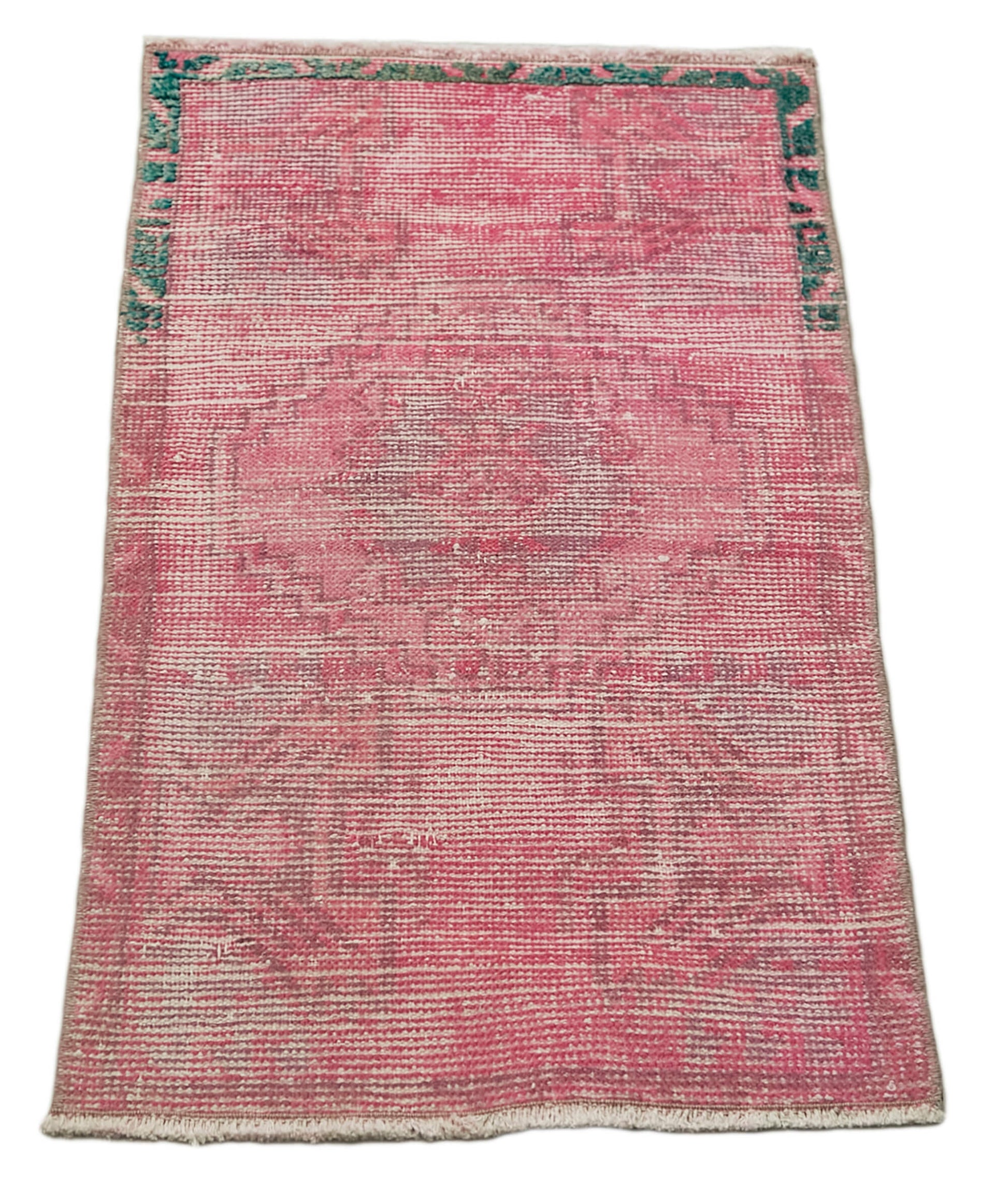 Overdyed Vintage Pembe Eskitme Pamuk Yün El Dokuma Halısı 45x82 Agacan