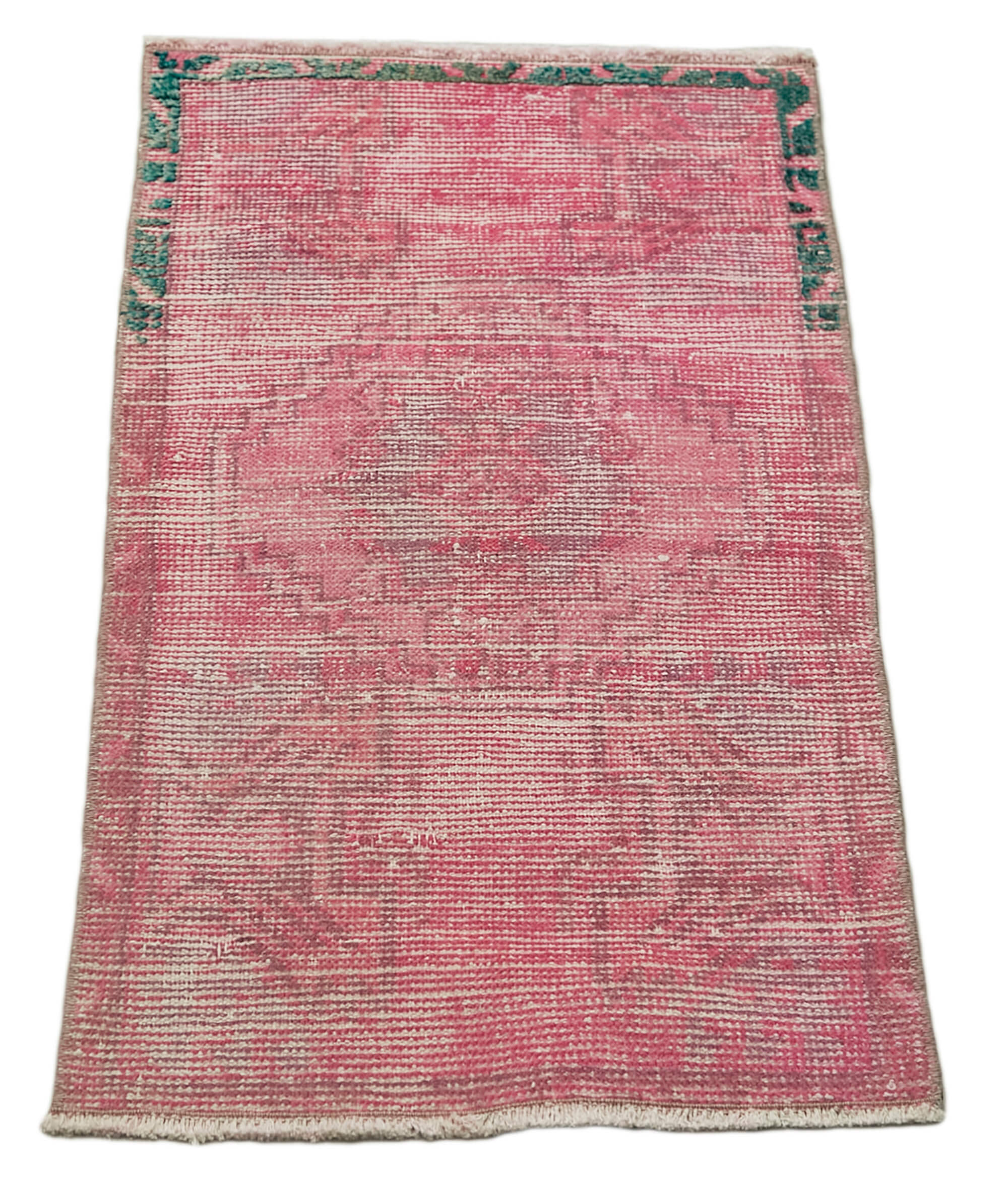 Overdyed Vintage Pembe Eskitme Pamuk Yün El Dokuma Halısı 45x82 Agacan