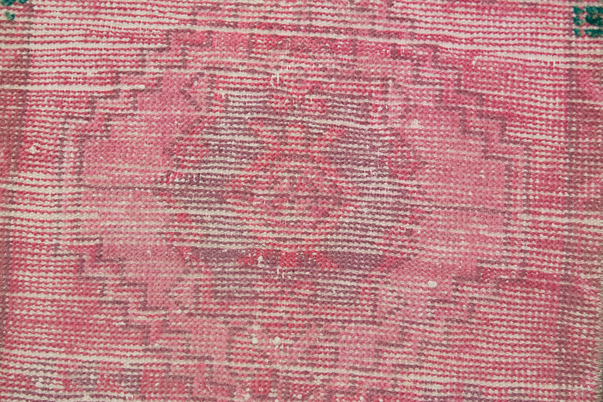Overdyed Vintage Pembe Eskitme Pamuk Yün El Dokuma Halısı 45x82 Agacan