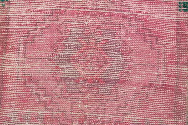 Overdyed Vintage Pembe Eskitme Pamuk Yün El Dokuma Halısı 45x82 Agacan