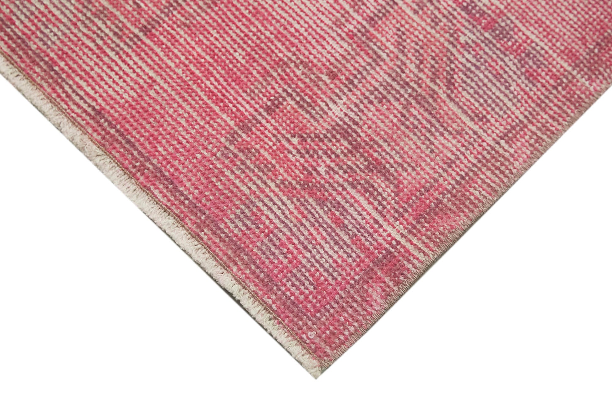 Overdyed Vintage Pembe Eskitme Pamuk Yün El Dokuma Halısı 45x82 Agacan