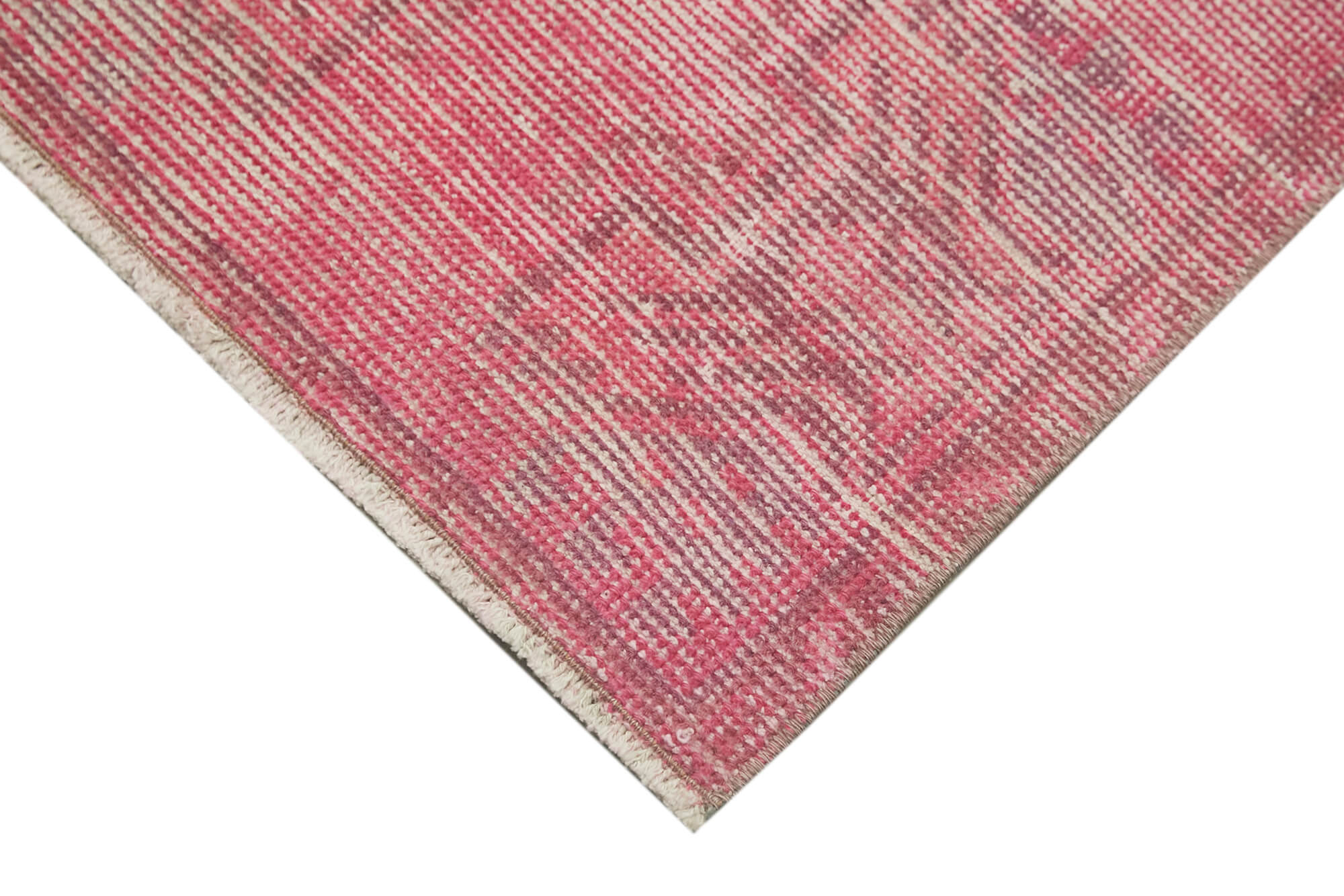 Overdyed Vintage Pembe Eskitme Pamuk Yün El Dokuma Halısı 45x82 Agacan