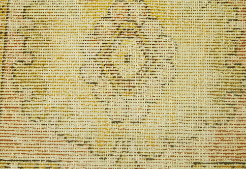 Overdyed Vintage Sarı Eskitme Pamuk Yün El Dokuma Halısı 45x88 Agacan