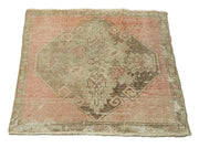 Overdyed Vintage Bej Eskitme Pamuk Yün El Dokuma Halısı 72x74 Agacan