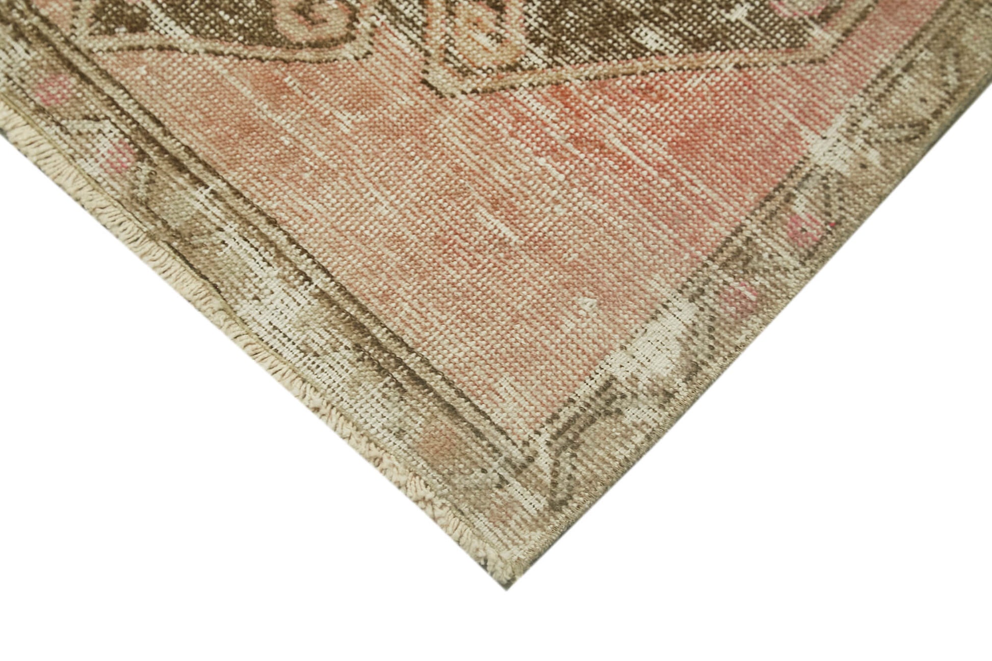 Overdyed Vintage Bej Eskitme Pamuk Yün El Dokuma Halısı 72x74 Agacan