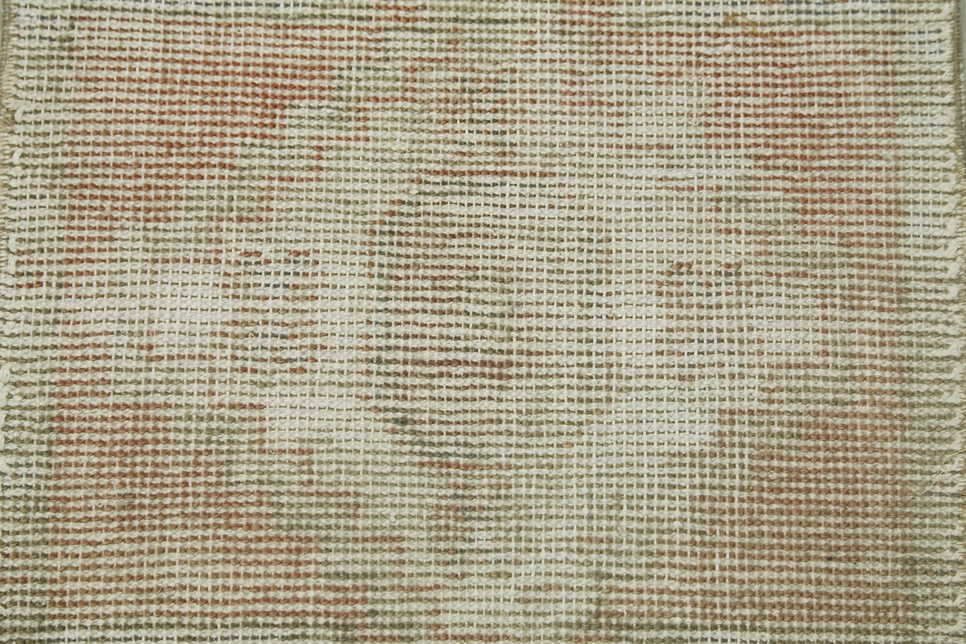 Overdyed Vintage Bej Eskitme Pamuk Yün El Dokuma Halısı 43x82 Agacan