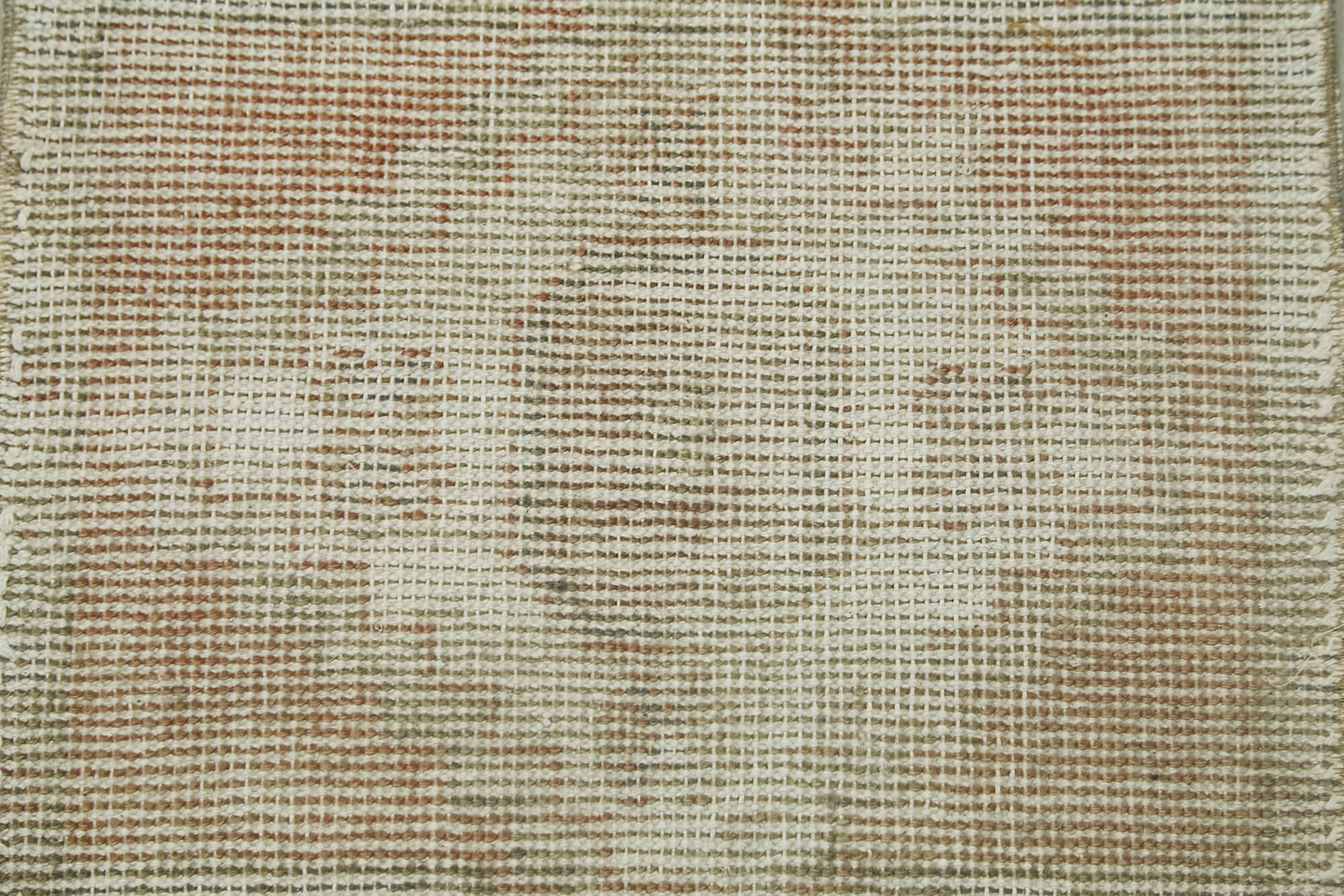 Overdyed Vintage Bej Eskitme Pamuk Yün El Dokuma Halısı 43x82 Agacan