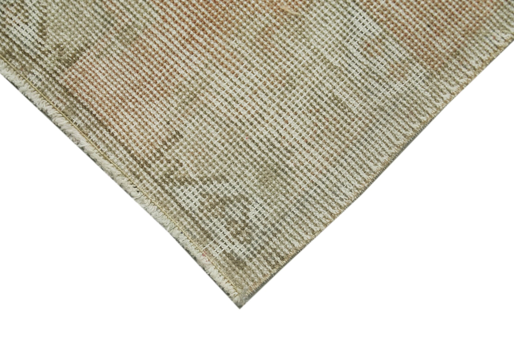 Overdyed Vintage Bej Eskitme Pamuk Yün El Dokuma Halısı 43x82 Agacan