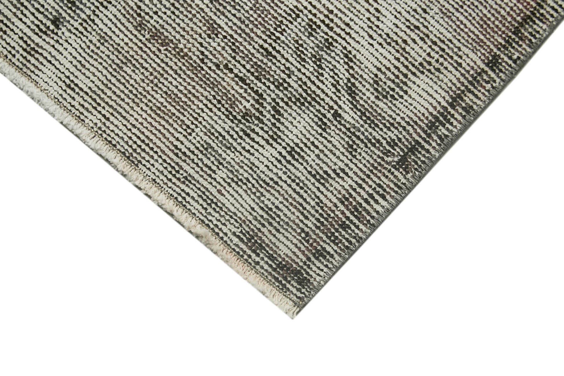 Overdyed Vintage Gri Eskitme Pamuk Yün El Dokuma Halısı 43x83 Agacan