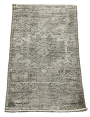 Overdyed Vintage Bej Eskitme Pamuk Yün El Dokuma Halısı 45x89 Agacan