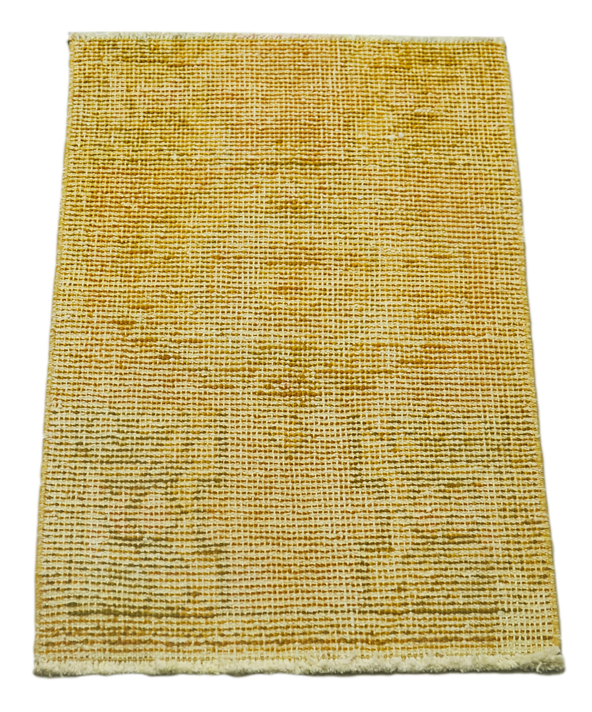 Overdyed Vintage Sarı Eskitme Pamuk Yün El Dokuma Halısı 45x77 Agacan