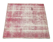 Overdyed Vintage Pembe Eskitme Pamuk Yün El Dokuma Halısı 67x68 Agacan