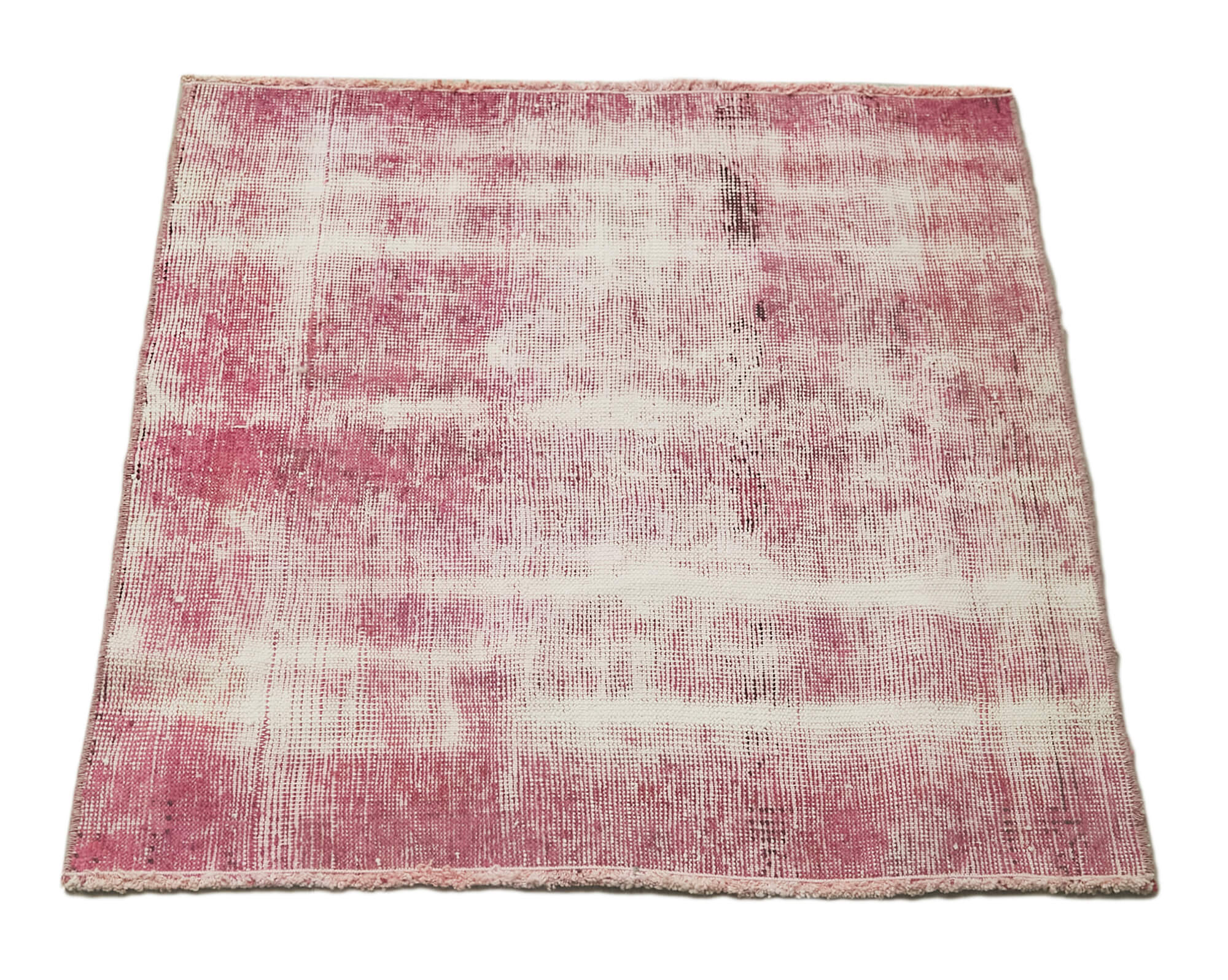 Overdyed Vintage Pembe Eskitme Pamuk Yün El Dokuma Halısı 67x68 Agacan