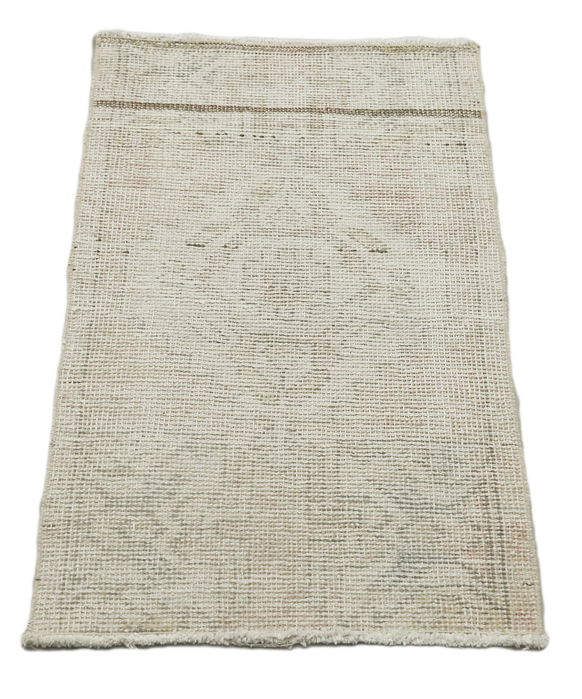 Overdyed Vintage Bej Eskitme Pamuk Yün El Dokuma Halısı 48x82 Agacan