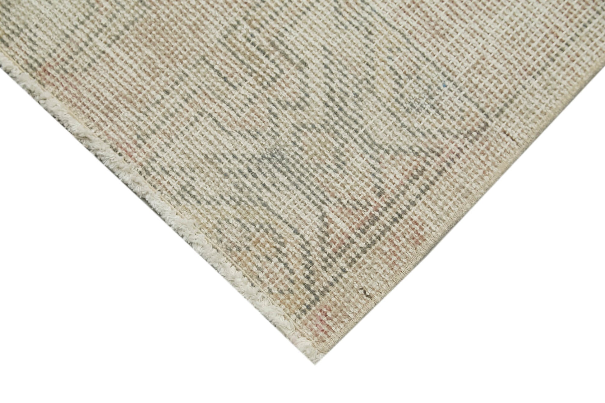 Overdyed Vintage Bej Eskitme Pamuk Yün El Dokuma Halısı 48x82 Agacan