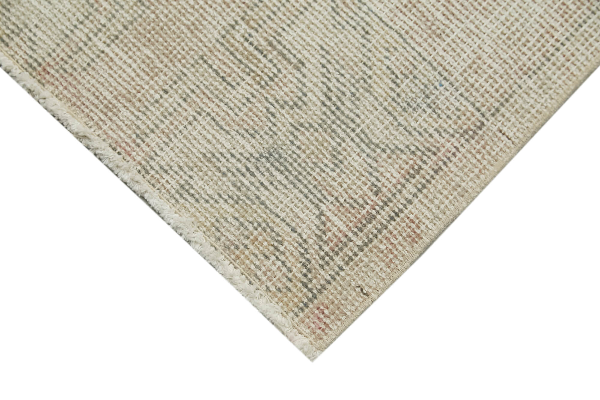 Overdyed Vintage Bej Eskitme Pamuk Yün El Dokuma Halısı 48x82 Agacan