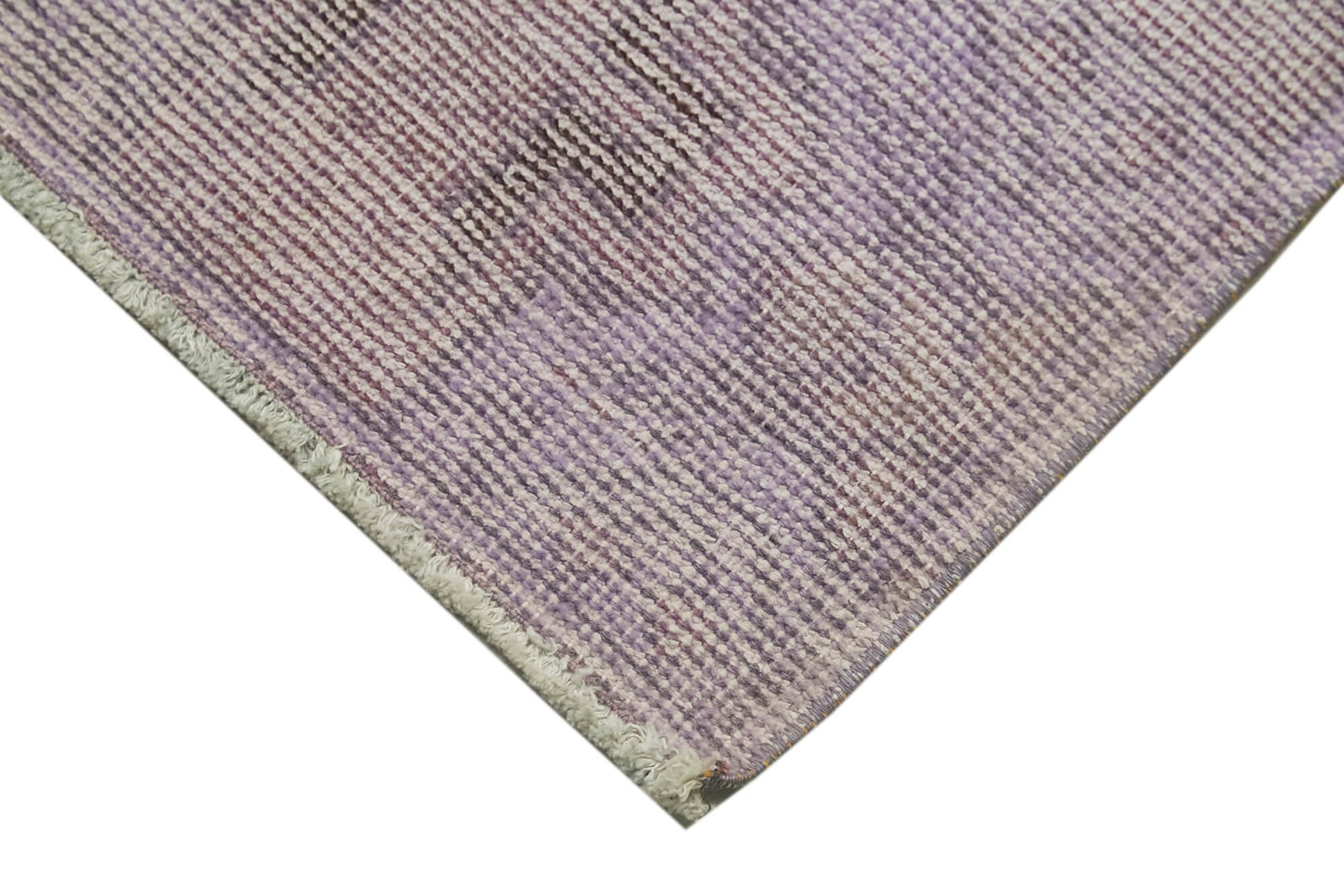 Overdyed Vintage Mor Eskitme Pamuk Yün El Dokuma Halısı 48x98 Agacan